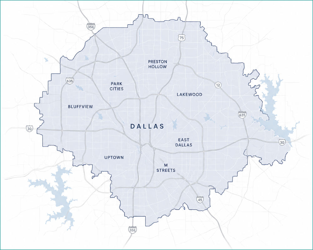 Park Cities Pet Care Dallas Service Map
